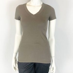 Suzy Shier Signature Charcoal Grey V-Neck Tee (S) Basics Essential